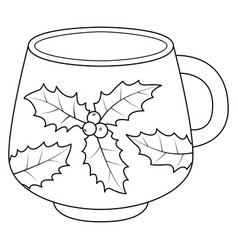 Mug With Holly Berry Christmas Coffee In Flat