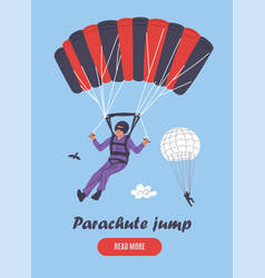 Parachute Jump Skydiving Card With Cartoon Style