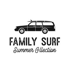 Banner With Vintage Car And Surfboard