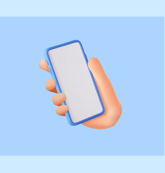 3d Hand Holding Mobile Phone With Empty Screen