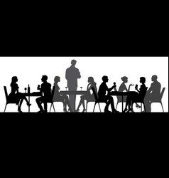 Black Silhouettes People Sitting At Restaurant