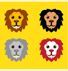 Collection Of Lion Cartoon Face Design Icon Pack