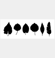 Doodle Leaf Set Icons Isolated Stencil Leaves