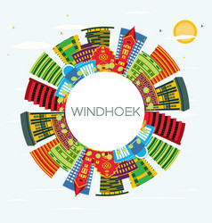 Windhoek Namibia City Skyline With Color