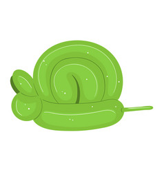 Green Cartoon Snail With A Shiny Shell And Happy