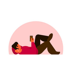 Man Lying On The Floor With A Mobile Phone