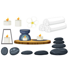 Set Of Stone Massage Spa Objects