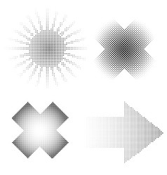 Abstract Halftone Elements Circles Rays Cross