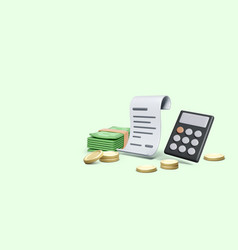 Calculator With Financial Bill Gold Coins And Wad