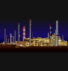 Night Industrial Plant Factory