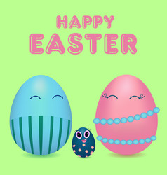 A Happy Anthropomorphic Family Of Colorful Easter