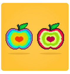 Colorful Apple In 8 Bit Pixel Art