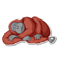 Sad Orangutan Animal Cartoon Sticker