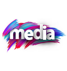 White Media Sign Over Brush Strokes Background