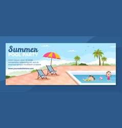 Summer Pool Party Cover Template Cartoon