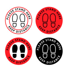 Please Stand Here Keep Your Distance Icons