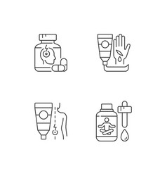 Survival First Aid Kit Linear Icons Set