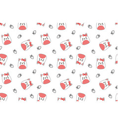 White Cat And Strawberry On Seamless Pattern