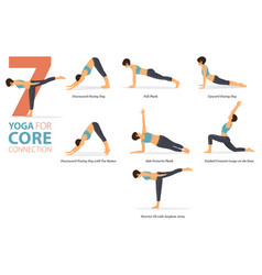 7 Yoga Poses Or Exercise For Core Body Concept