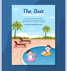 Summer Pool Party Poster Template Cartoon