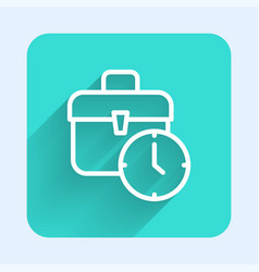 White Line Work Time Icon Isolated With Long