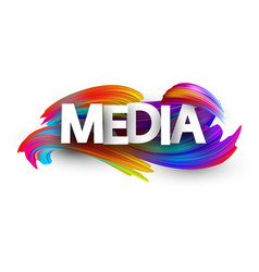 Big White Media Sign Over Brush Strokes Background