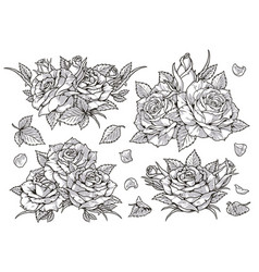 Blooming Flowers Set Stickers Monochrome