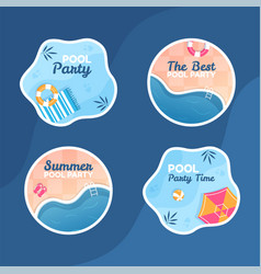 Summer Pool Party Label Template Cartoon