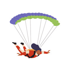 Woman Cartoon Character Skydiving With Open