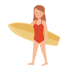 Woman With Yellow Surfboard