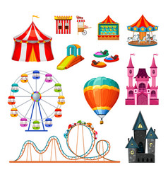 Amusement Park Colorful Objects Set