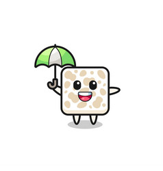 Cute Tempeh Holding An Umbrella