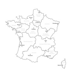 France Administrative Regions Map Line Clipart