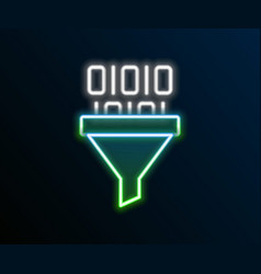 Glowing Neon Line Binary Code Icon Isolated