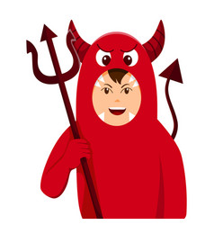 Halloween Little Boy In Devil Costume Design Flat