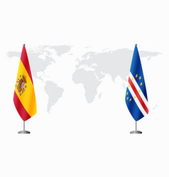 Spain And Cape Verde Flags For Official Meeting