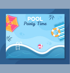 Summer Pool Party Photocall Template Cartoon