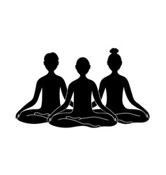 3 People Meditating Together Black Silhouettes