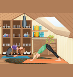 Couple Doing Yoga At Home