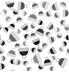 Black Beanie Hat Icon Isolated Seamless Pattern