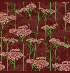 Seamless Burgundy Pattern With Blooming Pink