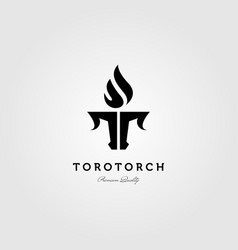 Letter T Torch And Toro Bull Logo Design