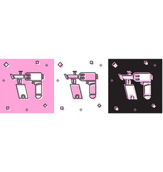 Set Nail Gun Icon Isolated On Pink And White