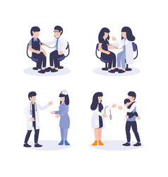 Doctor And Patient Concept Flat Design Set