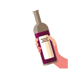 Hand Holding A Bottle Wine On White Background