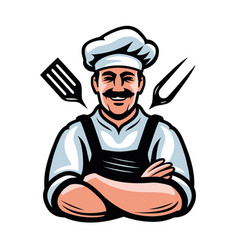 Happy Attractive Cook Cartoon Handsome Male Chef