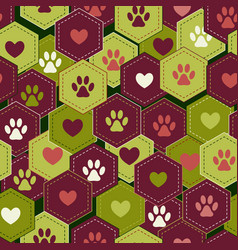 Pattern With Hearts And Footprints Of Home Pet