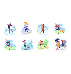 People Character In Various Weather Conditions