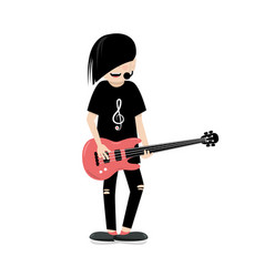 Singing Emo Guitar Player Isolated On White