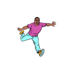 Black Man In Casual Clothes Running Youth